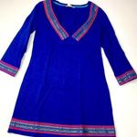 Boden Blue Multicolored Embroidery Dress Vneck Size 2 Photo 0