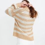 Madewell Peach Tan Baez Striped Relaxed Fit Knit Cotton Wool Long Sleeve Sweater Photo 2
