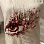 Handmade Artistic Eye Graphic Women's‎ Tee - White Photo 2