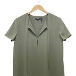 Theory  Dress Women's Size 8 Keyhole Tie Shift Drapey Crepe Dress Military Green Photo 4