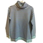 Talbots  textured funnel neck pullover blue stripe sweatshirt NWT Photo 1