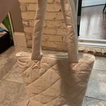 None White Geometric Quilted Tote Bag Photo 1