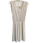 ZARA Collection Ecru 100% Linen Open Lace Back Dress Elastic Waist, Tie Back - S Photo 5