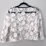 ZARA White Sheer Floral Top Photo 3