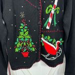 Vintage Ship N Shore‎ Sport Christmas Cardigan Embellished Ugly Sweater Black Size L Photo 4