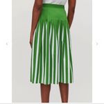COS  Printed Pleated Cotton Skirt, Green/White Stripes, Size 8 Photo 1
