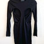 ASOS Design Dress Black Side Cut Out Long Sleeves Mini Dress Sz US 0 EUC Photo 0
