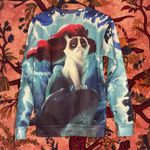 Front & Back Grumpy Cat Meme Little Mermaid Long Sleeve Blue Size M Photo 1