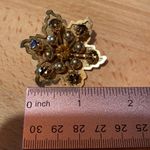 Vintage Gold Costume Rhinestone Brooch Photo 7