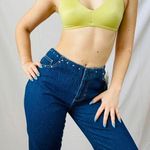 Xhilaration Y2K Rhinestone embellished dark denim mid waist slit flare jeans Photo 0