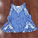 Everly  blue and white boho split back crop top size small Photo 2
