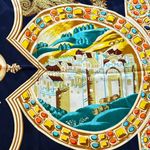 Vintage 100% Silk Romans Warrior Horses Rolled Hem Square Scarf 41”X41” Blue Photo 6