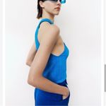 ZARA  NWT Women's Asymmetrical Boho Hippie Cut Out Cable Knit Blue Crop Top M Photo 2