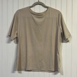Nine West Soft Spun PXL Neutral Beige Ribbed Short Sleeve T Shirt Photo 0