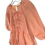 Karlie Bow Poplin Dress Womens M Orange Puff Sleeves Tiered Pockets Cottagecore Photo 2