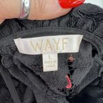 WAYF Size L Erika Black Puff Sleeve Lace Top Neck Bow Tie Sheer Sexy Long Sleeve Photo 7