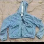 Denim Jean Hoodie Zip Cropped Jacket Sherpa Lined Blue Women's S Ashley Vintage Photo 0
