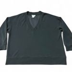 FOR THE REPUBLIC Women's Scuba Knit V-Neck Sweatshirt in Black 1X Photo 5