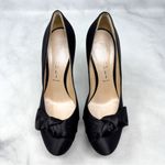Casadei  Silk Satin Knot Bow Chunky Platform Stiletto Pumps High Heels Black 6 Photo 3