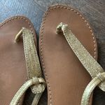 Gap  Vegan Leather T-Strap Sandals Gold Glitter Size 9‎ Photo 4