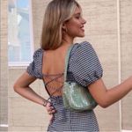 ZARA  Gingham Puff Sleeve Mini Dress black and white size large Photo 1