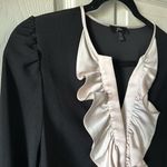 J.Crew Women’s Black & Blush Pink Ruffle V-Neck Long Sleeve Top Size Small Photo 3