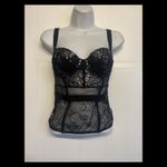 Victoria's Secret  Metallic Black And Silver Floral Bustier Corset Size 32C Photo 1