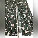 Eloquii  Dark Green Floral Ruffled Long Sleeve Front Split Maxi Dress Photo 4