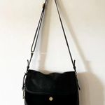 Fossil Peyton Large Double Flap Crossbody Black Leather and Suede Bag Purse Key Photo 4