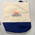 Faherty  Cream Blue Canvas Reusable Tote Bag Shopping Photo 5