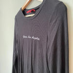 Guess  Los Angeles Women's Small Long Sleeve Ribbed Bodycon Black Mini Dress Y2K Photo 9