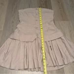 ZARA Tan & White Strapless Pleated Button Up Dress - Size Large Photo 4