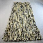 Vintage Y2K Sz L Maxi Skirt Tiered Gauze Beige Boho Cottagecore Floral Prairie Yellow Size L Photo 7