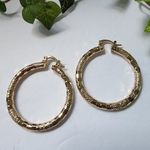 Textured Hollow Tube Hoop Earrings Gold Filled Photo 1
