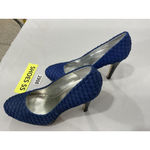 Calvin Klein Womans Kendall Size 9 M Blue Fish Scale Leather Platform Pumps Photo 2