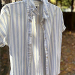 Universal Threads Universal Thread Light Blue and White Striped Shirt Photo 0