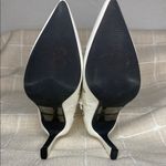 Anne Michelle Womens White Ankle Boots Pointed Toe Stiletto Heel Grommet Accents Photo 7