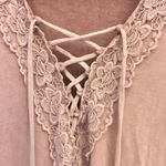 American Eagle Lace Up V Neck Shirt Small Light Purple Photo 4