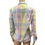 Aura Western Cowgirl Pearl Snap Up Long Sleeve Pastel Plaid Pocket Shirt Small Photo 2