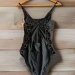 California Sunshine Womens Black Drawstring 1Pc Swimsuit Size Large Ring Sides . Photo 1