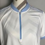 Adidas women’s mock neck 1/4 zip golf White and Blue Shirt size XL Photo 1
