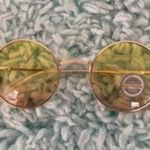 Round Yellow Lens and Gold Metal Frame Sunglasses NWOT Photo 4