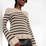 KHAITE  Tilda Striped Cashmere Sweater Ribbed Fisherman Ecru Black Small EUC Photo 8