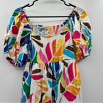 Tabitha Brown for Target‎ Linen Blend Botanical Puff Sleeve Mini Dress Sz XS White Photo 3