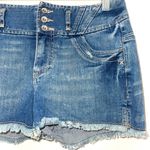 Armani Exchange Medium Wash Mid-rise Frayed Hem Denim Shorts Photo 3