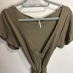 Free People Womens Romper Sm Moss Green Linen Blend Ballerina Tie Waist Beachy Photo 7