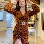 Boutique Cheetah Print Long Sleeve Adjustable Mini Dress Photo 0