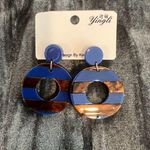 Yingli Blue and Brown Striped Earrings Photo 0