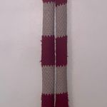 Red and Beige striped Scarf with Pom poms knit Photo 0
