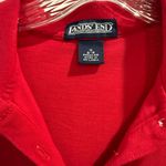 Lands' End  Red Cotton Polo Shirt Dress White Trim Preppy Tomato Girl Photo 3